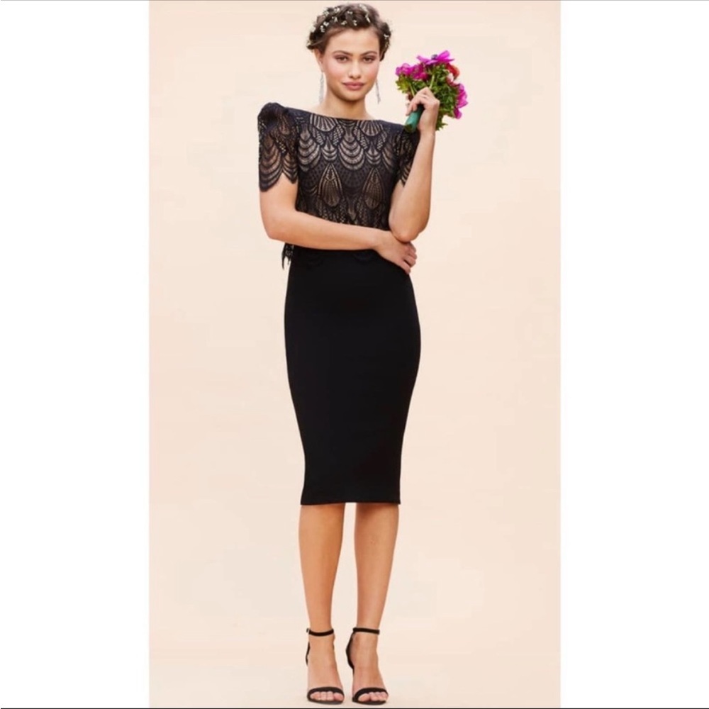 Dress the Population Black Lace Midi Dress